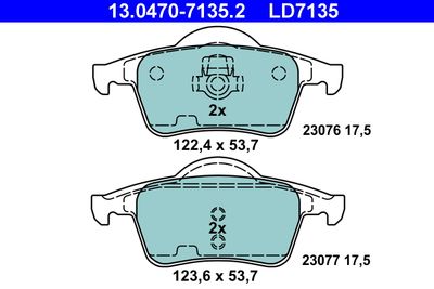 Комплект тормозных колодок, дисковый тормоз ATE 13.0470-7135.2 для VOLVO S80