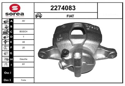 EAI 2274083 Тормозной суппорт  для FIAT 500 (Фиат 500)
