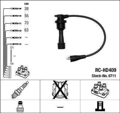 Комплект проводов зажигания NGK 0711 для HYUNDAI SONATA