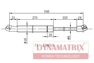Газовая пружина, крышка багажник DYNAMATRIX DGS016990 для MAZDA 3