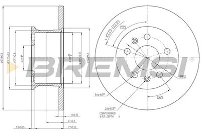 BREMSI CD6033S Тормозные диски для VW (Фольксваген_ Транспортер)