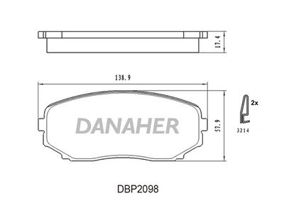 Комплект тормозных колодок, дисковый тормоз DANAHER DBP2098 для MAZDA CX-9