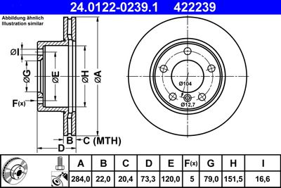 Тормозной диск ATE 24.0122-0239.1 для BMW 2