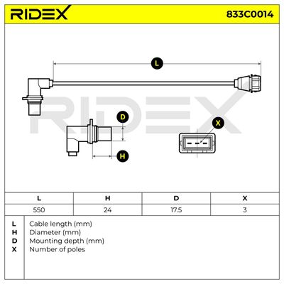 импулсен датчик, колянов вал RIDEX 833C0014