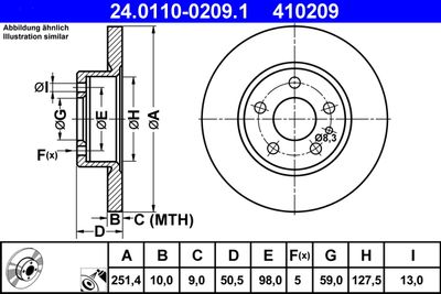 Тормозной диск ATE 24.0110-0209.1 для LANCIA DELTA
