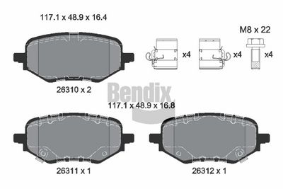 комплект спирачно феродо, дискови спирачки BENDIX Braking BPD2670