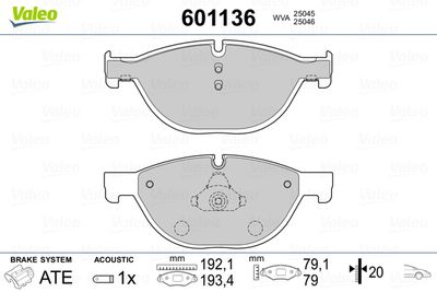 VALEO 601136 Гальмівні колодки та сигналізатори  для BMW 6 (Бмв 6)