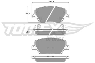 Комплект тормозных колодок, дисковый тормоз TOMEX Brakes TX 18-09 для FIAT TIPO