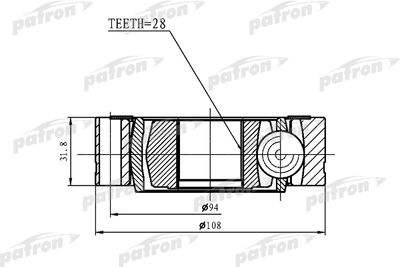 Шарнирный комплект, приводной вал PATRON PCV1461 для VW TRANSPORTER