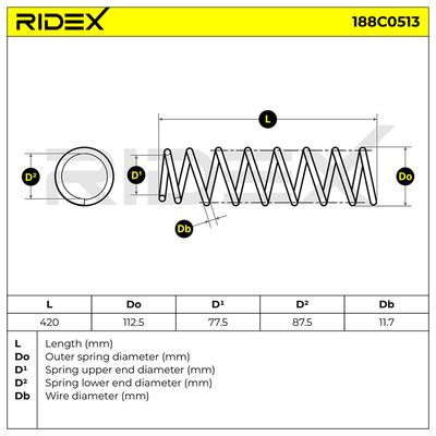пружина за ходовата част RIDEX 188C0513