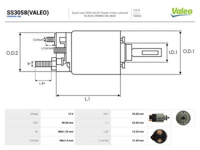 Solenoid, startmotor AS-PL SS3058(VALEO) för HYUNDAI