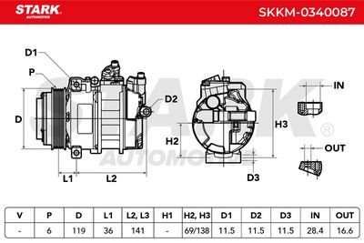 компресор, климатизация STARK SKKM-0340087