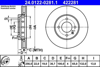 Тормозной диск ATE 24.0122-0281.1 для VW UP!