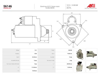 Starter AS-PL S6146 for VW