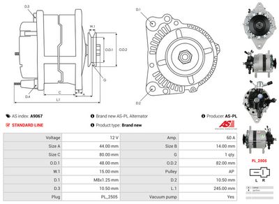 GENERATOR / ALTERNATOR AS-PL A9067 5