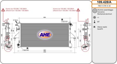 AHE 109.428/A Радиатор охлаждения двигателя  для PEUGEOT BOXER (Пежо Боxер)