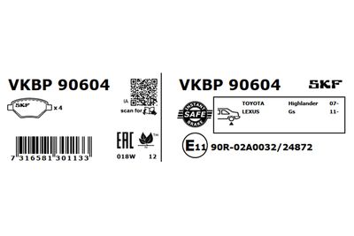 Brake Pad Set, disc brake VKBP 90604