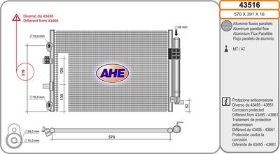 Конденсатор, кондиционер AHE 43516 для FORD C-MAX