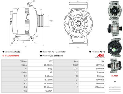 GENERATOR / ALTERNATOR AS-PL A0562S 4