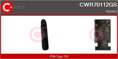 CASCO CWR70112GS Кнопка стеклоподьемника для PEUGEOT 207 (WA_, WC_) 1.4 BiFuel