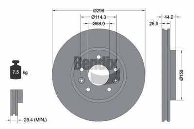 спирачен диск BENDIX Braking BDS2376