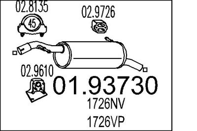 MTS 01.93730 Глушитель выхлопных газов  для PEUGEOT 1007 (Пежо 1007)