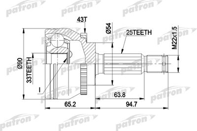 Шарнирный комплект, приводной вал PATRON PCV5052 для MITSUBISHI GALANT