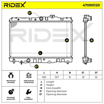 радиатор, охлаждане на двигателя RIDEX 470R0120