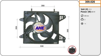 Вентилятор, охлаждение двигателя AHE 309.026 для FIAT MULTIPLA