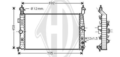 Радиатор, охлаждение двигателя DIEDERICHS DCM2711 для OPEL MERIVA