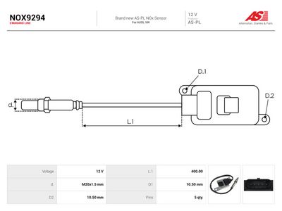 NOx-érzékelő, karbamid-befecskendezés AS-PL NOX9294 for VW