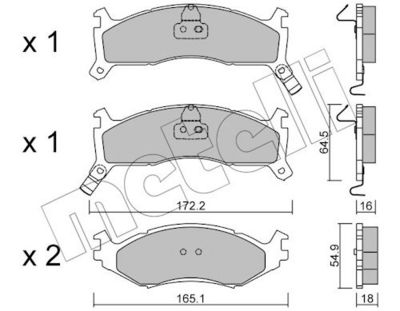 комплект спирачно феродо, дискови спирачки METELLI 22-0714-0