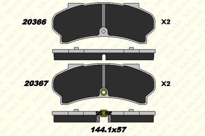Комплект тормозных колодок, дисковый тормоз KALE 20366 150 05 для PEUGEOT J9