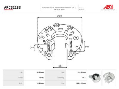 Usmerňovač alternátora AS-PL ARC3228S
