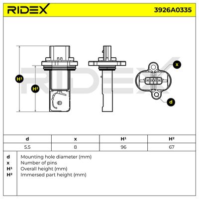 въздухомер-измерител на масата на въздуха RIDEX 3926A0335