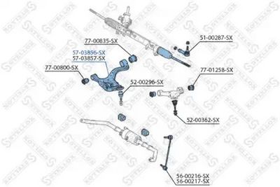 носач, окачване на колелата STELLOX 57-03856-SX