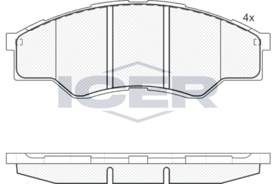 ICER 181824 Тормозные колодки и сигнализаторы для TOYOTA HILUX VII Пикап (_N1_, _N2_, _N3_) 2.5 D-4D (KUN15_, KDN1_)