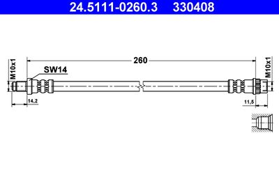 Тормозной шланг ATE 24.5111-0260.3 для RENAULT ESPACE