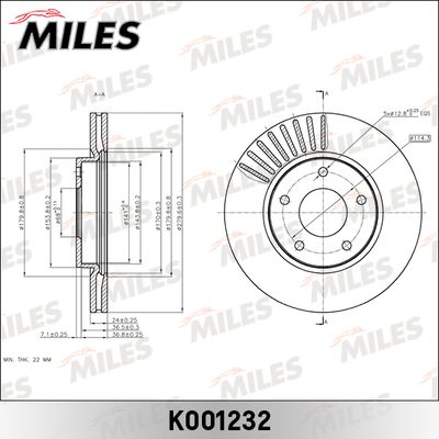 Тормозной диск MILES K001232 для NISSAN (DFAC) TIIDA
