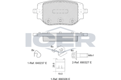 Комплект тормозных колодок, дисковый тормоз ICER 142415 для CITROËN JUMPY