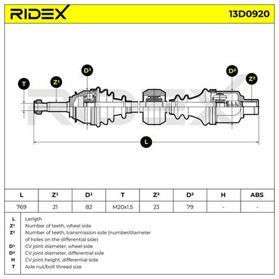 полуоска RIDEX 13D0920