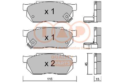 Комплект тормозных колодок, дисковый тормоз IAP QUALITY PARTS 704-06013P для HONDA PRELUDE