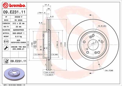 Bromsskiva BREMBO 09.E231.11