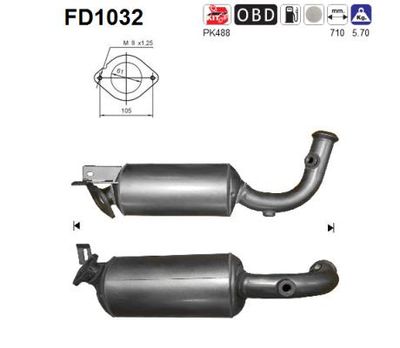 Filtr sadzy / filtr cząstek stałych, układ wydechowy AS FD1032
