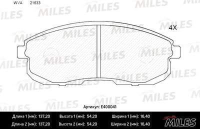 Комплект тормозных колодок, дисковый тормоз MILES E400041 для NISSAN 200SX