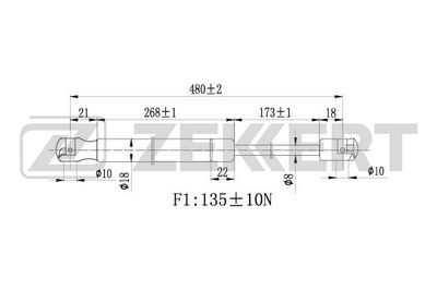 Газовая пружина, заднее стекло ZEKKERT GF-2168 для NISSAN PATHFINDER