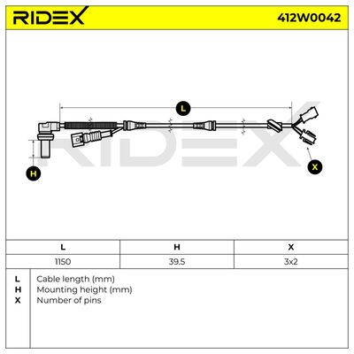 датчик, обороти на колелото RIDEX 412W0042