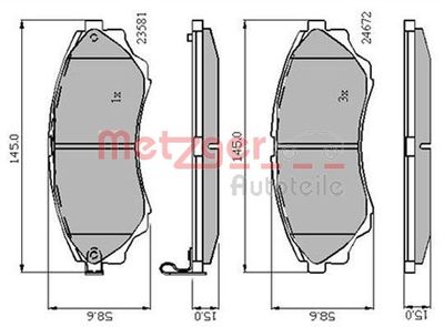 Комплект тормозных колодок, дисковый тормоз METZGER 1170876 для FORD RANGER