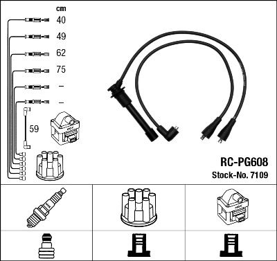 Комплект проводов зажигания NGK 7109 для PEUGEOT 505