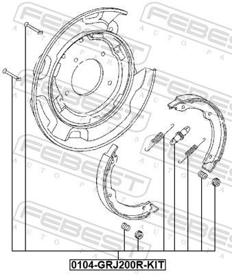 Tarvikesarja, seisontajarru FEBEST 0104-GRJ200R-KIT